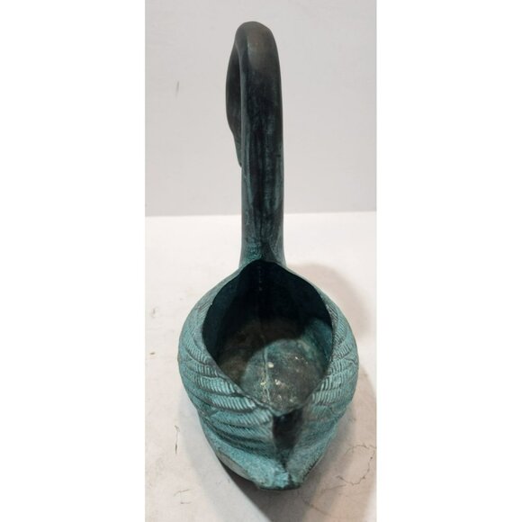Vtg Toyo Korea Bronze Swan Home Garden Planter with Verdigris Patina 7" - Picture 4 of 14
